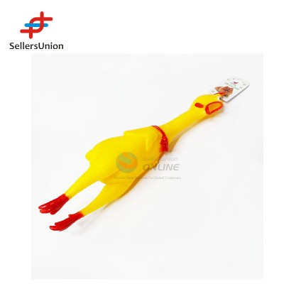 Squeaker Chew Gift Yellow Screaming Rubber Chicken Pet Dog Toy